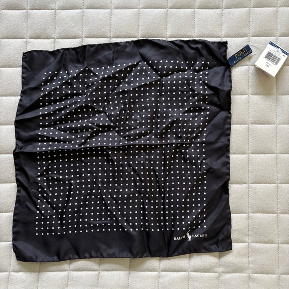 Polo Ralph Lauren Men’s Black and White Polka Dot Pocket Square - Picture 1 of 3